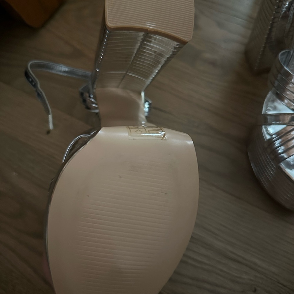 Public Desire Metallic Silver Platform Heels - Picture 2 of 2